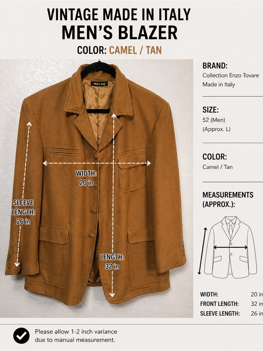 Vintage Camel/Tan Men's Blazer Jacket - Lightweight Shirt Jacket Style